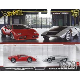   Hot Wheels Lamborghini Countach LP5000 QV & Lancia Stratos Zero Premium duo pack