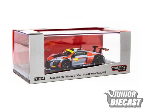 Tarmac 1/64 2016 Audi R8 LMS Macau GT Cup #7 Edo Mortara Fia GT World Cup, red/light blue