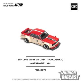   (Előrendelés) Pop Race 1/64 Skyline GT-R V8 Drift (Hakosuka), Watanabe, cream/red