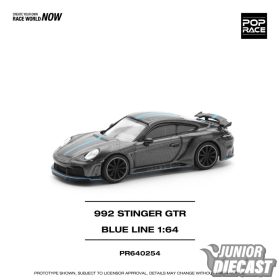 Pop Race 1/64 992 Stinger GTR, carbon edition with blue line