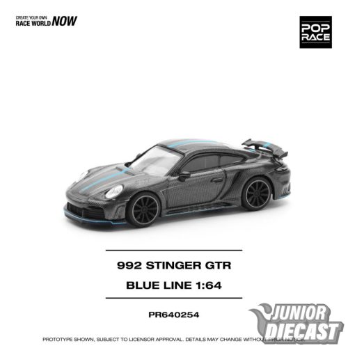 (Előrendelés) Pop Race 1/64 992 Stinger GTR, carbon edition with blue line