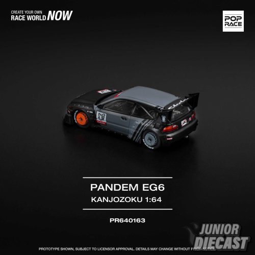 Pop Race 1/64 Pandem Civic EG6 *Kanjozoku*, black/gray/red