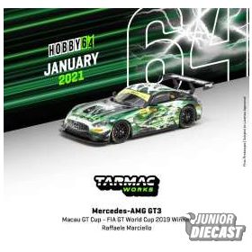   Tarmac 1/64 2019 Mercedes Benz AMG GT3 #999 Raffaele Marciello Winner Macau GT Cup Fia GT World Cup, green/black