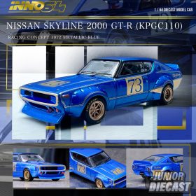  INNO 64 1/64 Nissan Skyline 2000 GT-R (KPGC110), racing concept blue