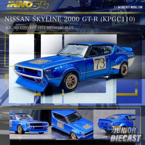 INNO 64 1/64 Nissan Skyline 2000 GT-R (KPGC110), racing concept blue