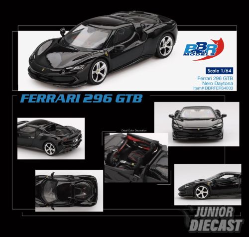 (Előrendelés) BBR Models FERRARI 296 GTB NERO DAYTONA 2024
