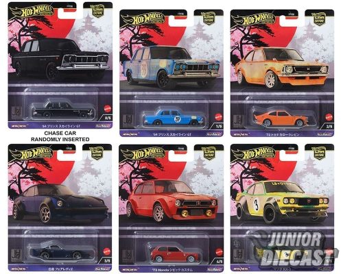 (Rendelhető) Hot Wheels Japan Historic 4 Car Culture bontatlan karton Chase eséllyel (10db autó)