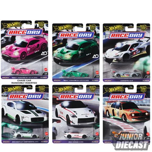 (Rendelhető) Hot Wheels Race Day Car Culture bontatlan karton Chase eséllyel (10db autó)
