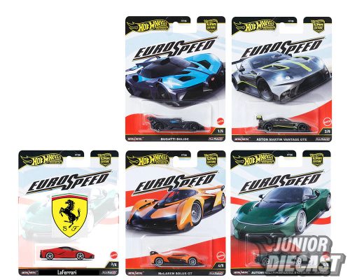(Előrendelés) Hot Wheels Euro Speed bontatlan karton Bugatti 0/5 Chase eséllyel (10db autó)