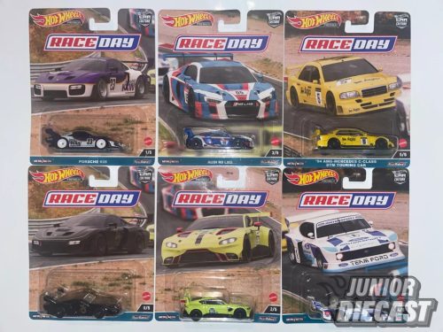 (Rendelhető) Hot Wheels Race Day Car Culture bontatlan karton Chase eséllyel (10db autó)