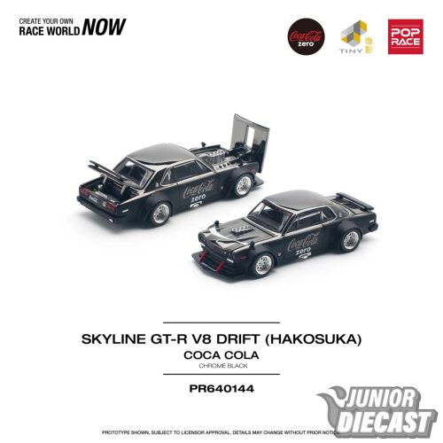 (Előrendelés) Pop Race Nissan Skyline GT-R V8 Drift *Hakosuka*, *Coca-Cola zero* króm fekete