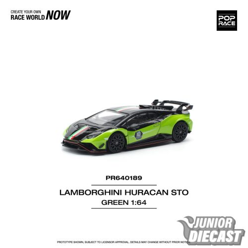 (Előrendelés) Pop Race Lamborghini Huracan STO (LP640-2 10 Anniversario, zöld/fekete