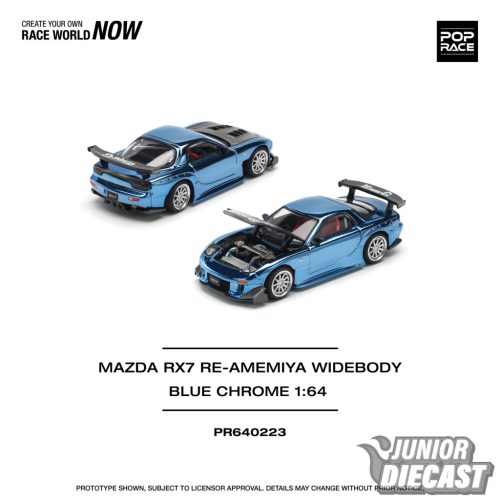 (Előrendelés) Pop Race  Mazda RX7 Re-Amemiya Widebody, króm kék