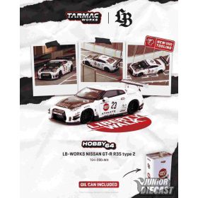   (Előrendelés) Tarmac 1:64 NISSAN GT-R (R35) LB WORKS TYPE 2 WHITE ATHLETE X COLLET IN A LB LIMITED TIN CAN 2025