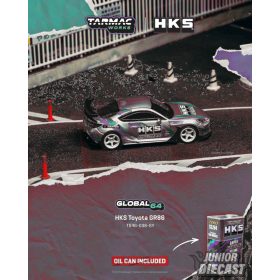   (Előrendelés) Tarmac Works TOYOTA GR86 GREY IN A HKS LIMITED TIN CAN 2024 (ajándék olajtartállyal)
