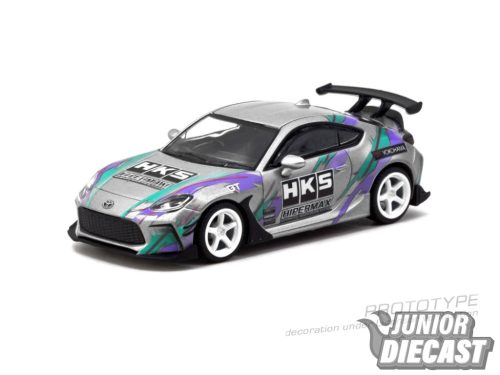 (Előrendelés) Tarmac Works TOYOTA GR86 GREY IN A HKS LIMITED TIN CAN 2024 (ajándék olajtartállyal)