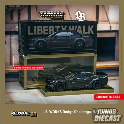 (Előrendelés) Tarmac Dodge Challenger SRT Hellcat *LB-WORKS* with 2 containers /3552 Limited Edition/ 