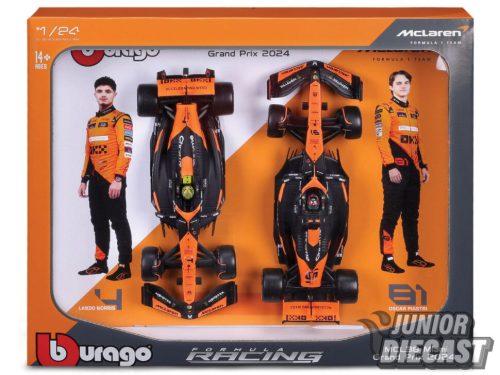 (Előrendelés) Burago 1/24 2024 McLaren MCL38 #4 Lando Norris with #81 Oscar Piastri-2 autós szett