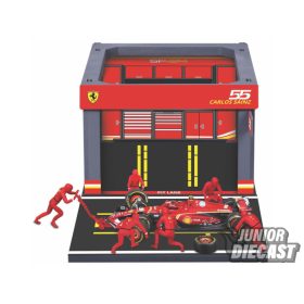   Bburago 1/43 2024 Ferrari SF-24 #55 Carlos Sainz- Pit Stop szett
