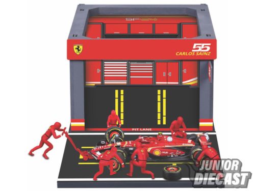 (Előrendelés) Burago 1/43 2024 Ferrari SF-24 #55 Carlos Sainz- Pit Stop szett