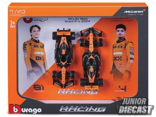 (Előrendelés) Burago 1/43 2024 McLaren MCL38 #4 Lando Norris with #81 Oscar Piastri-2