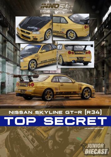 (Előrendelés) INNO 64 Top Secret R34 GT-R, arany 